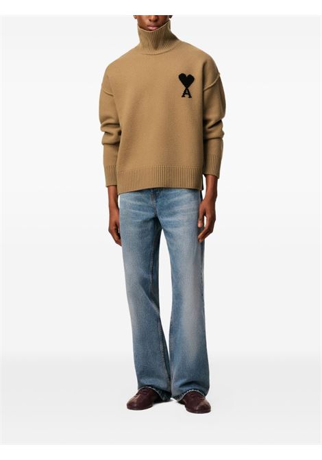 Maglione Ami de coeur in marrone caramello AMI paris - uomo AMI PARIS | UKS839018288